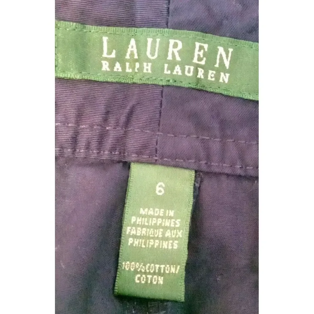 lauren ralph lauren Women Navy Blue Gold Button Crop Cargo‎ Pants Size 6